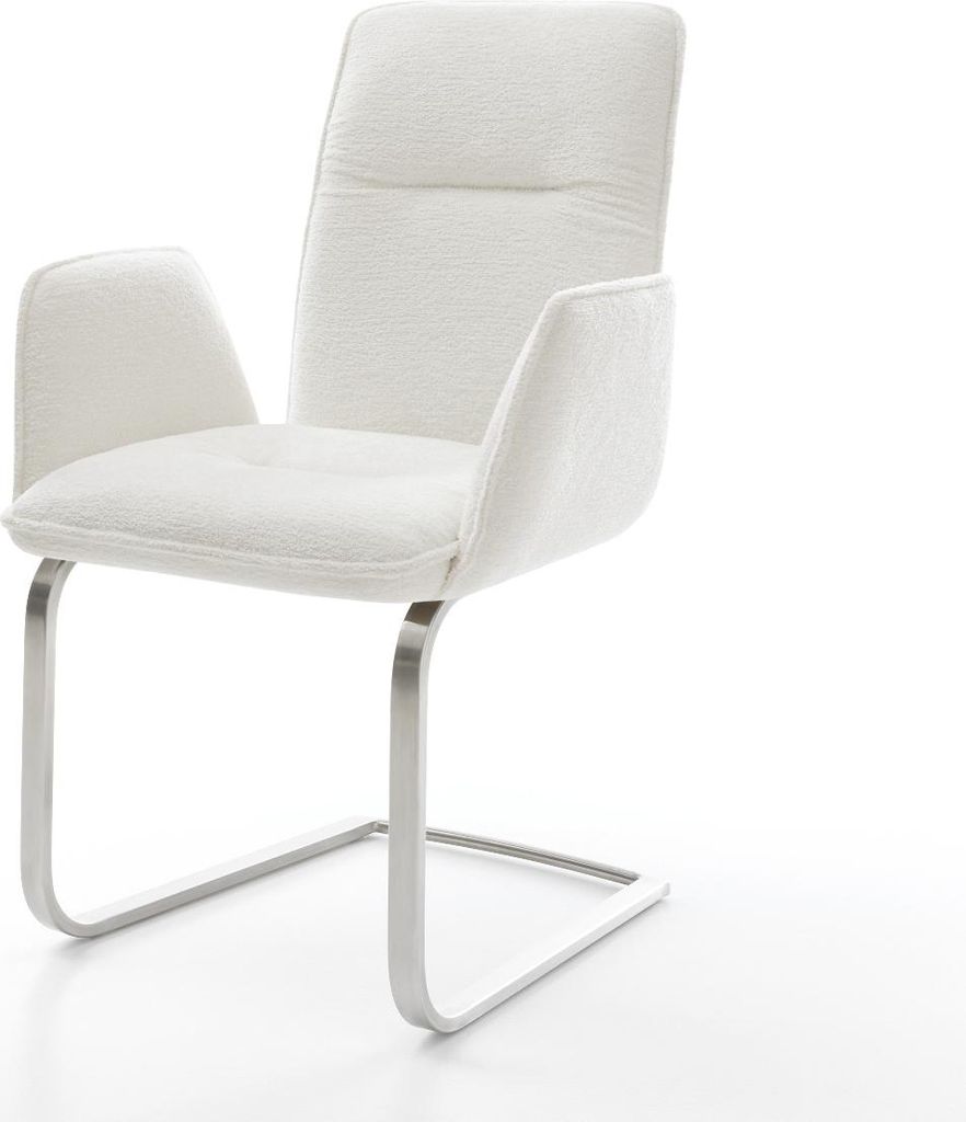 DELIFE Freischwinger Vinja-Flex Bouclé Soft Beige Freischwinger flach Edelstahl