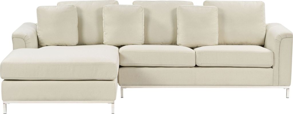 BELIANI Ecksofa Beige Polsterbezug L-Förmig Rechtsseitig Modern Zierkissen Wohnzimmer