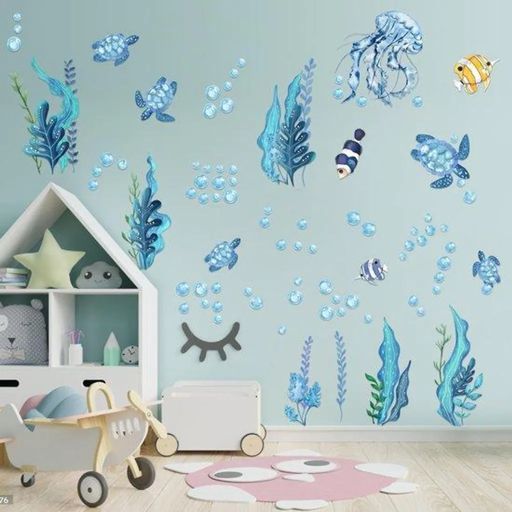 Autocollants muraux sans traces pour chambre enfant décor animaux de plage