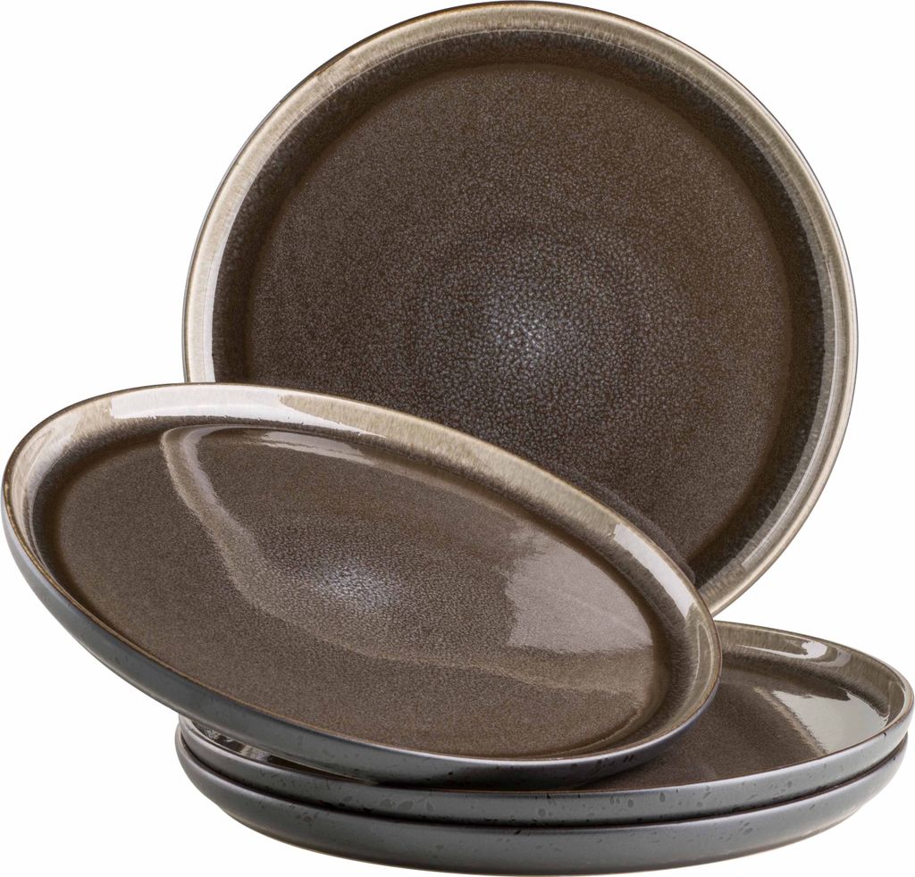 Moderne Keramik-Geschirr-Set für 4 Personen, grau/schwarz, Produktbild 