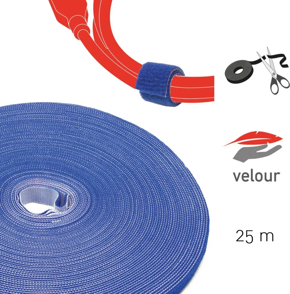 Label-The-Cable LTC PRO 1250 - Rouleau de Velcro double face 25m Bleu - 16