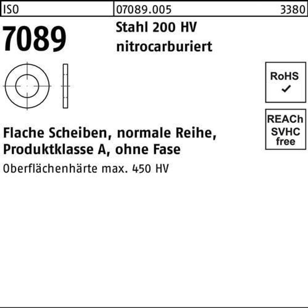Unterlegscheibe ISO 7089 o.Fase 20 Stahl 200 HV Produktbild 