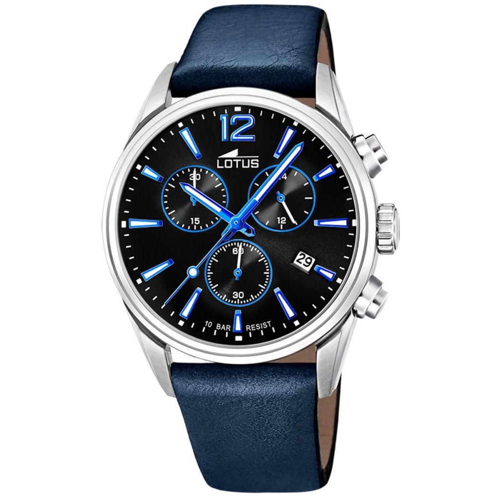 Lotus Herren Armbanduhr Lederband schwarz Chronograph 18691/6