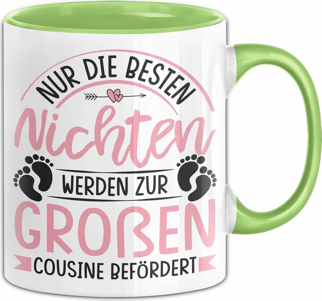 Du Wirst Große Cousine Tasse Geschenk Nur Die Besten Nichten Werden Zur Großen Cousine Befördert (Grün)