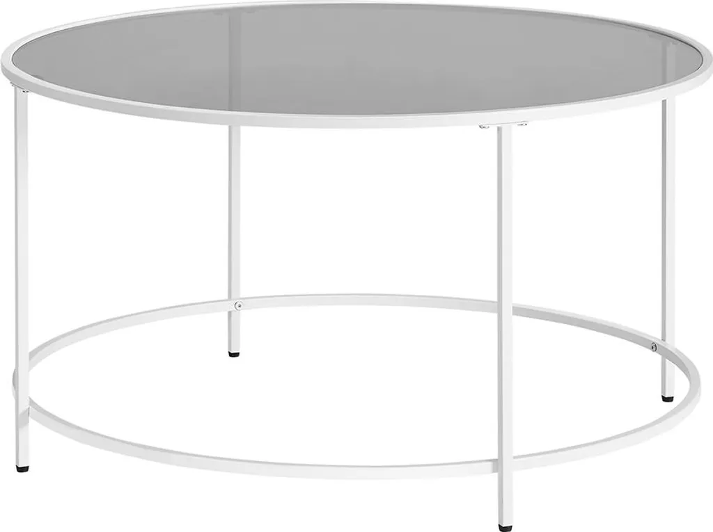 Table basse ronde acier blanc perle et gris ardoise - Modèle Théo T1