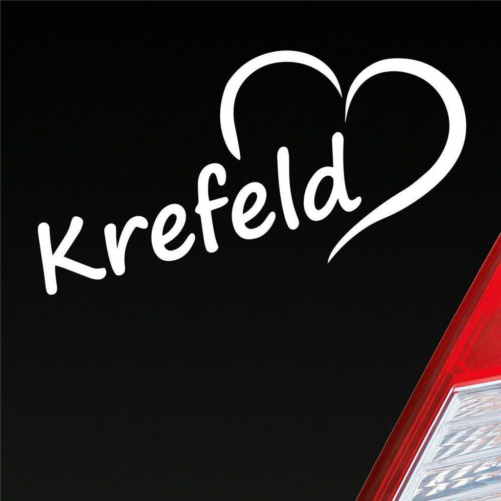 Auto Aufkleber Krefeld Herz Stadt City Liebe Love Heart 16,5x8 cm Weiss Glanz Sticker Heckscheibenaufkleber
