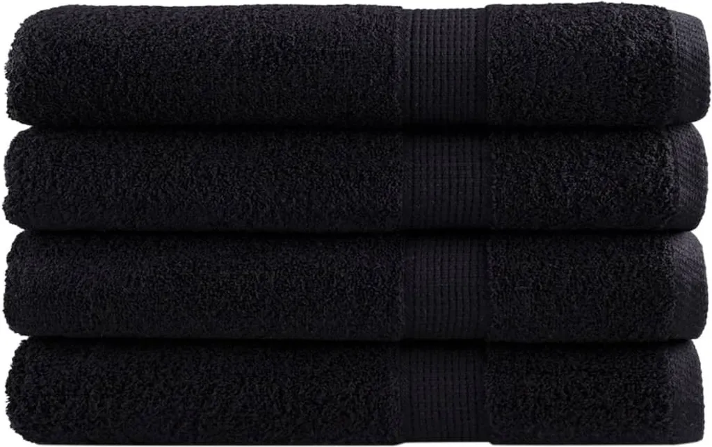 Set 4 Asciugamani Sauna SOLUND Neri 80x200 cm | Qualità Premium 600 g/m²