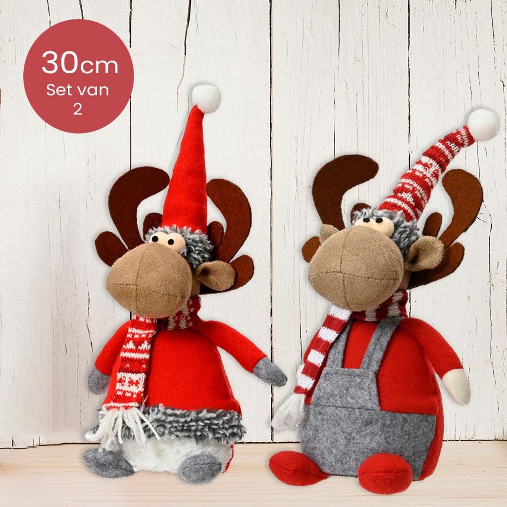 Polyester-Rentier grau mit Hut - Duo-Pack - 30cm Produktbild 