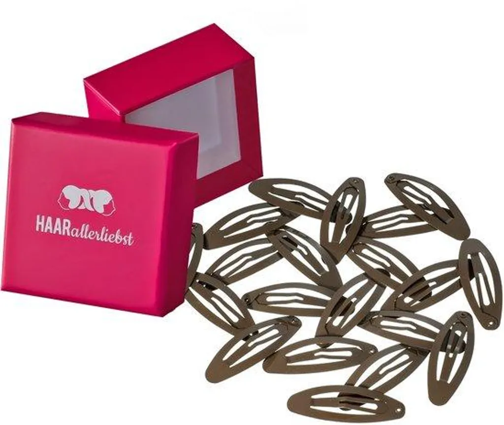 Barrettes Clips Marron Mat 5 cm Longue Tenue avec Étui de Poche Rose