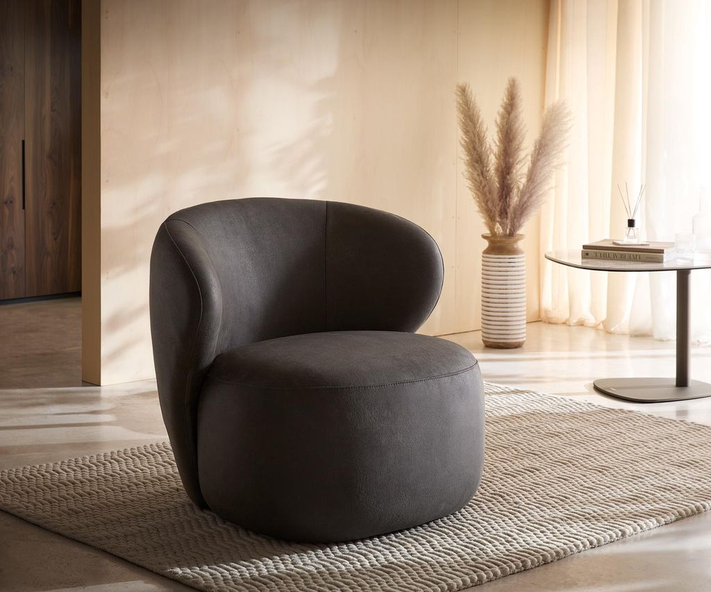 DELIFE Loungesessel Pulo 80x80 cm Mikrofaser Anthrazit Vintage
