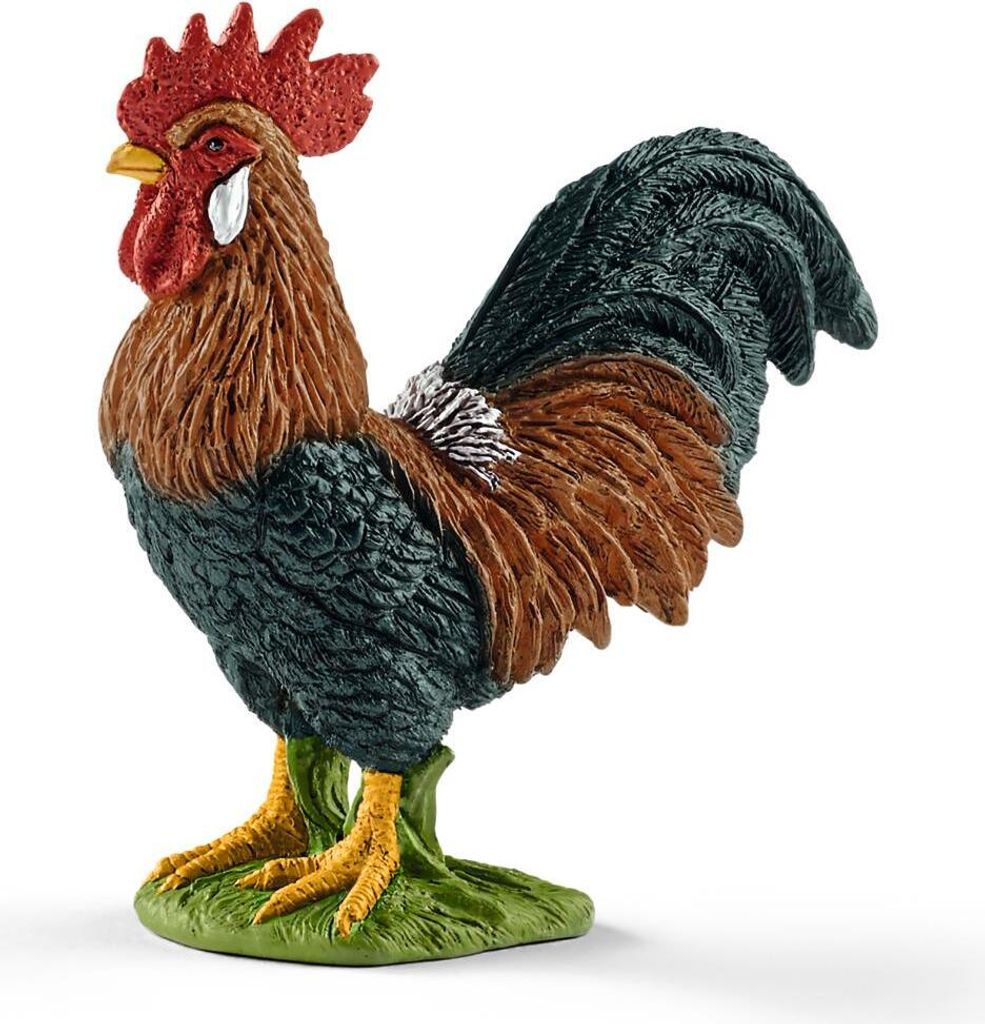 Schleich Farm Life Hahn, Gockel, Vogel, Bauernhof Tier, Spielfigur, L 3 cm, 13825