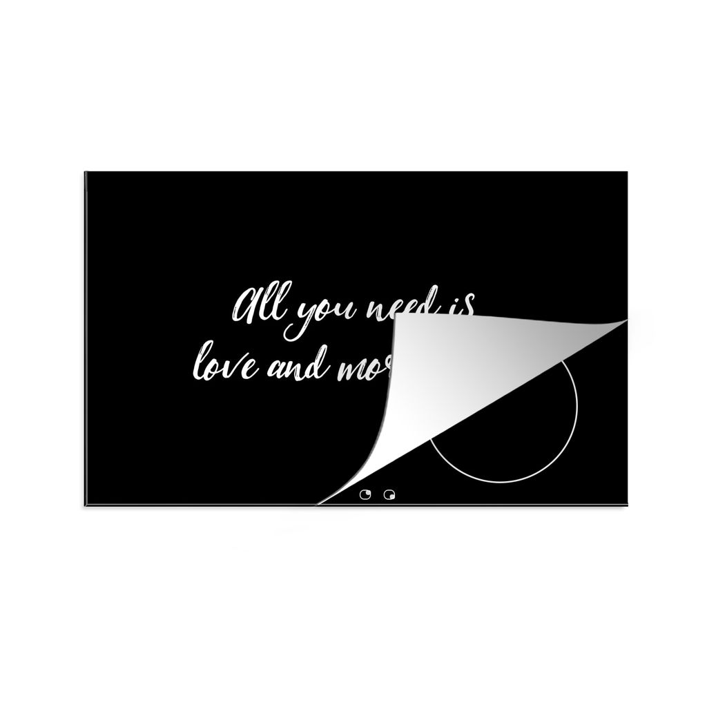 KitchenYeah Herdabdeckplatte Zitate - Alles was du brauchst ist Liebe und mehr Kaffee - Kaffee - Sprichwörter - Liebe , 81x52cm, Küche Deko, Gl...