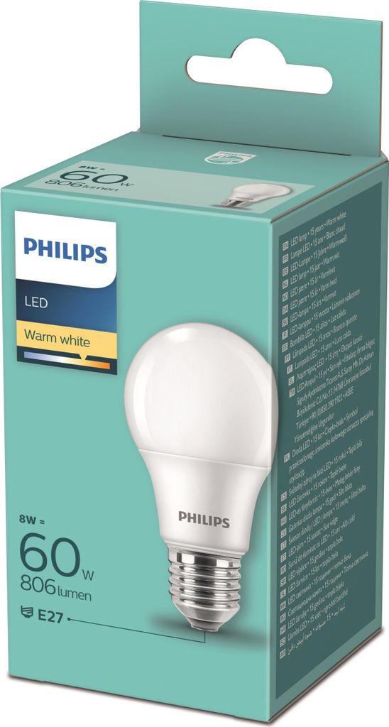 Lampadina LED E27 8W Colore caldo Philips Immagine del prodotto 