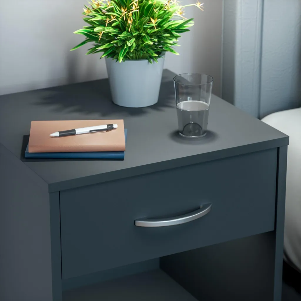 Table de nuit anthracite modèle Hamburg - Ensemble de 2 pièces design