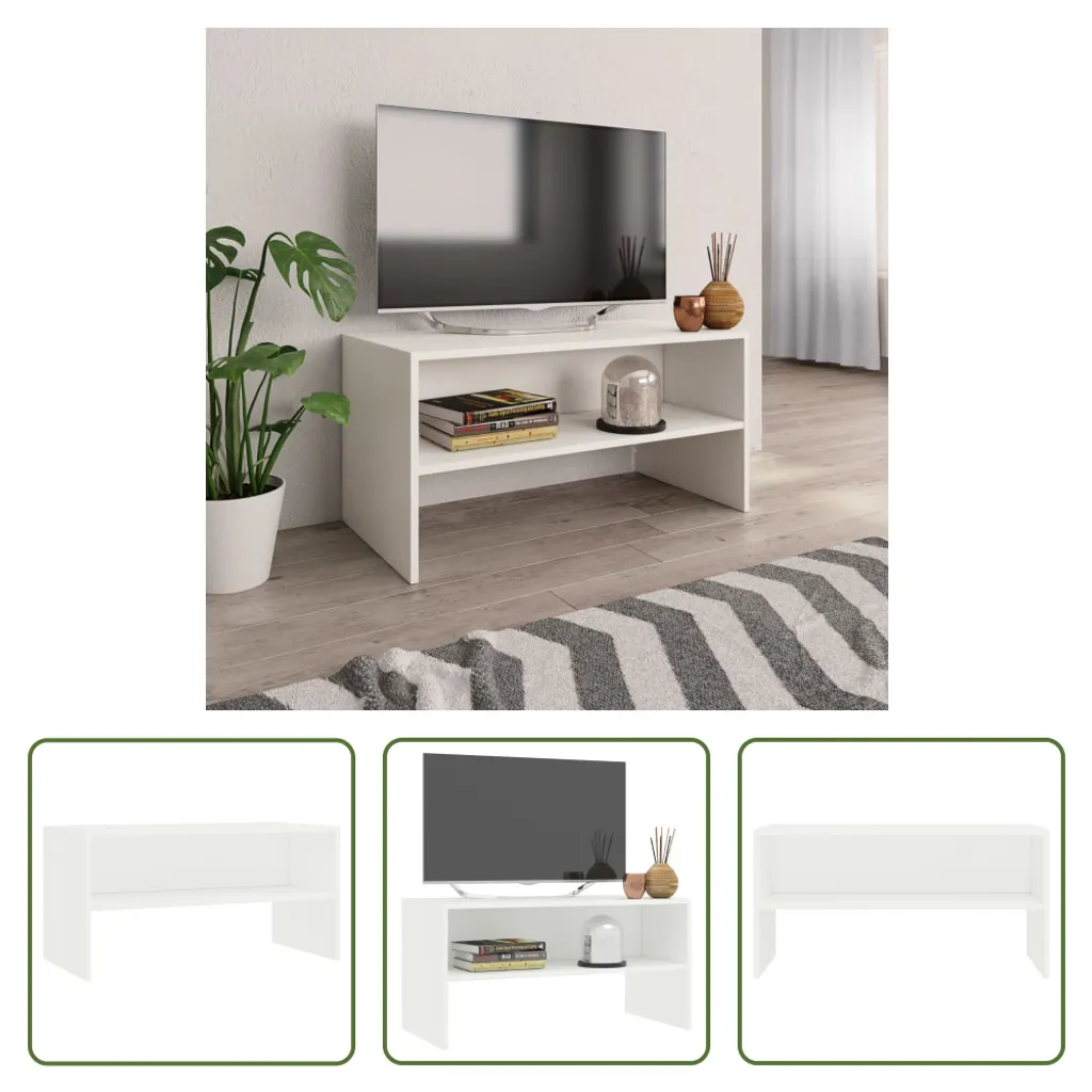 The Living Store Mobile TV bianco 80x40x40cm Materiale legno - 7