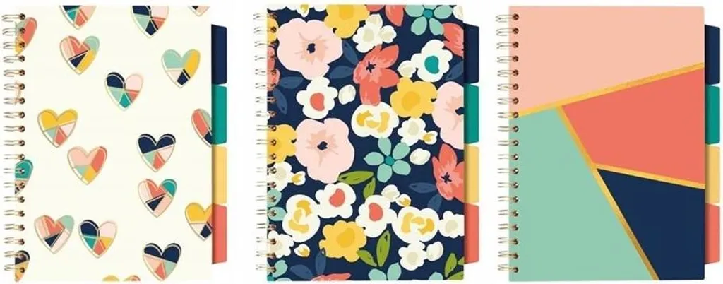 Livre de projet B5 pour bureau et études - Set 3 carnets Floral Love mix
