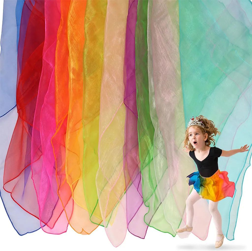 18 Stück Bunte Chiffon-Tücher 60x60 Cm – Für Jonglage, Tanz, Gymnastik & Deko