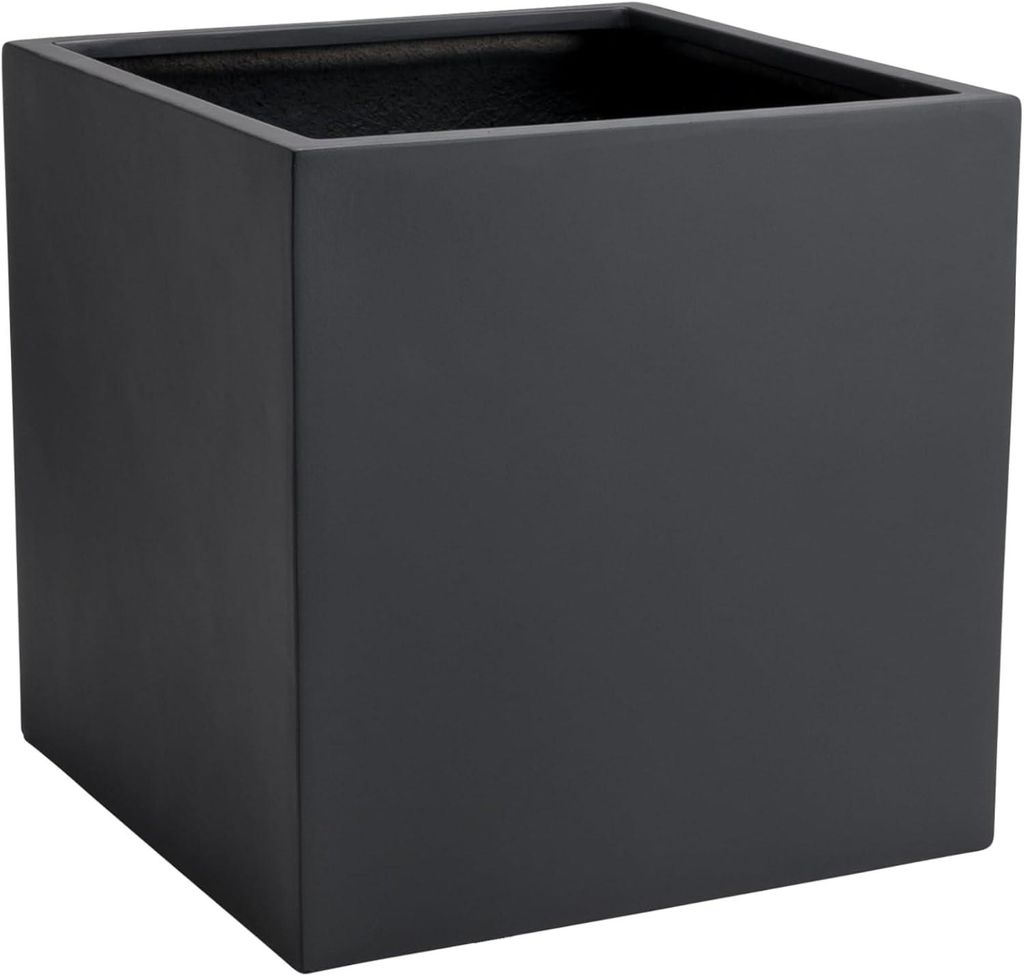VIVANNO Pflanzkübel Fiberglas BLOCK Würfel, Anthrazit matt Produktbild 