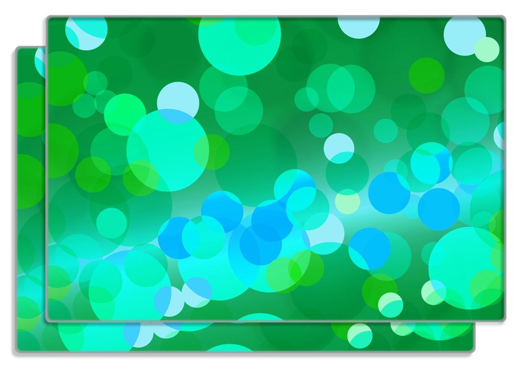 Wallario Frühstücksbrettchen 2er Set aus Glas, je 20 x 30 cm, mit rutschfesten Füßen, Motiv Grüne und blaue Kreise - harmonisches Muster