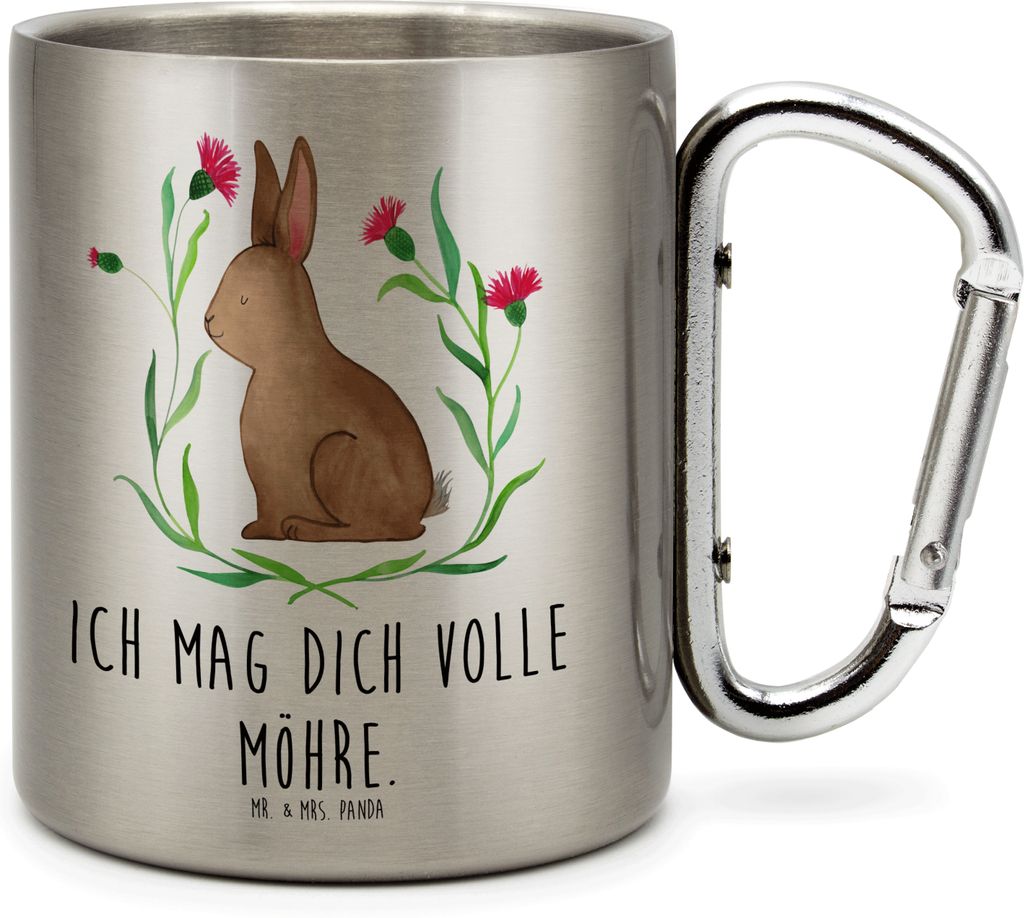 Mr. & Mrs. Panda Thermobecher Hase Sitzen - Transparent - Geschenk, Ostern, Ostergrüße, Frohe, Becher Aus Edelstahl, Osterhase, Kaninchen, Liebe,...