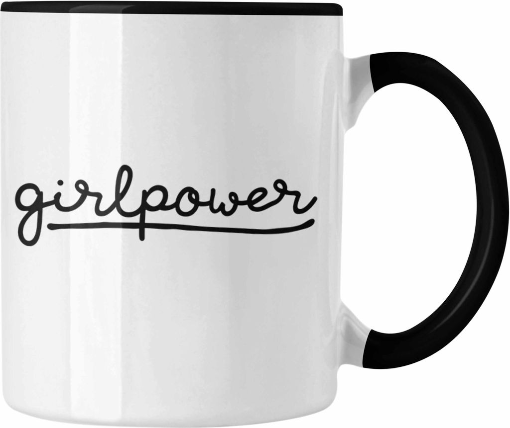 Trendation - Girlpower Tasse für Frauen Mädchen Geschenk Kaffeetasse (Schwarz)