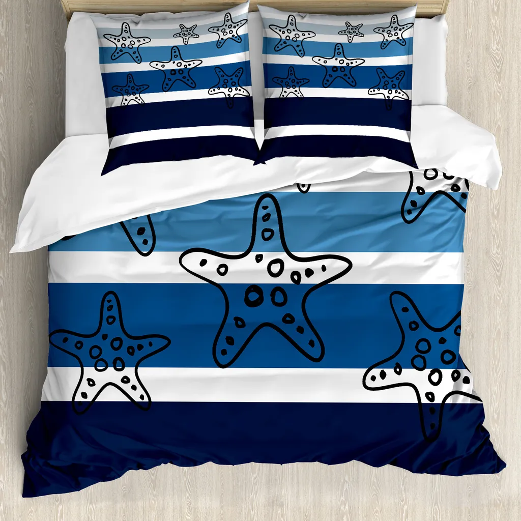 Copripiumino Mare ABAKUHAUS 200x200 | Stelle Marine e Righe