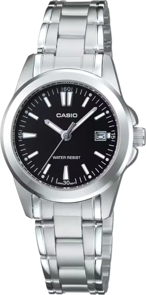 Montre Casio LTP-1215A-1A2DF pour Femme - Cadran Noir et Acier Argenté