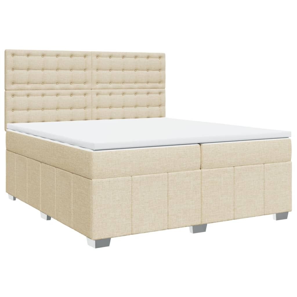 (Robust Möbel)Boxspringbett Modernes/Doppelbett - Polsterbett Erwachsene/r /Kind - mit Matratze Creme 200x200cm Stoff - Klassische Betten DEM...