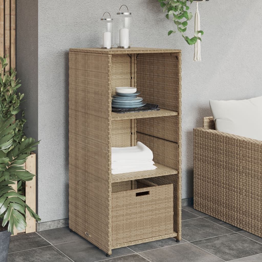 Design Gartenschrank Beige 50x55x115 cm Poly Rattan, Gartenboxen 2024 Neu