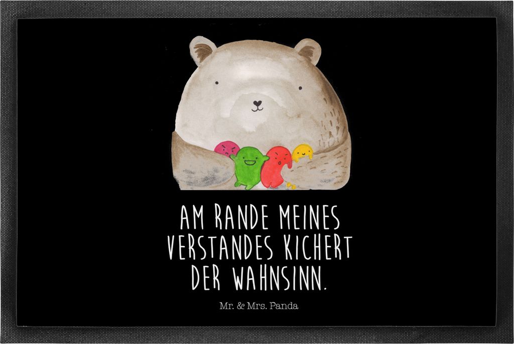 Mr. & Mrs. Panda Fussmatte Bär Gefühl 50 x 75 cm - Schwarz - Geschenk, Gummi-Fußmatte, Wahnsinn, Schmutzfangmatte, fußmatte, Durchgedreht, Verr...