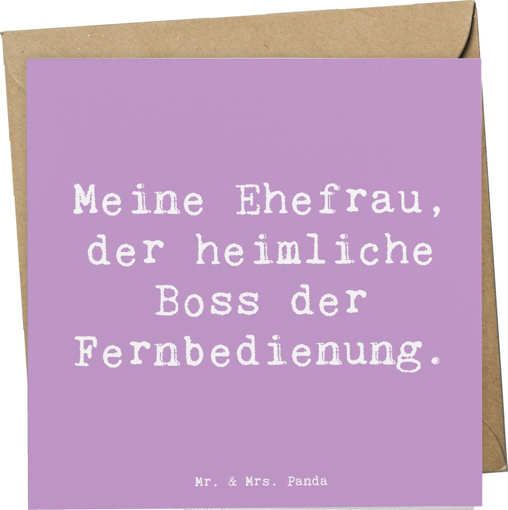 Mr. & Mrs. Panda Klappkarte Spruch Ehefrau Boss - Lavendeltraum - Geschenk, Freude, treue Freundin, Alltag, für, Grußkarte, Glückwunschkarte, he...
