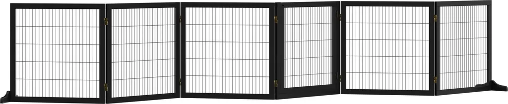 Barrière pliable pour chiens PawHut - 432 x 70 cm en bois de pin noir