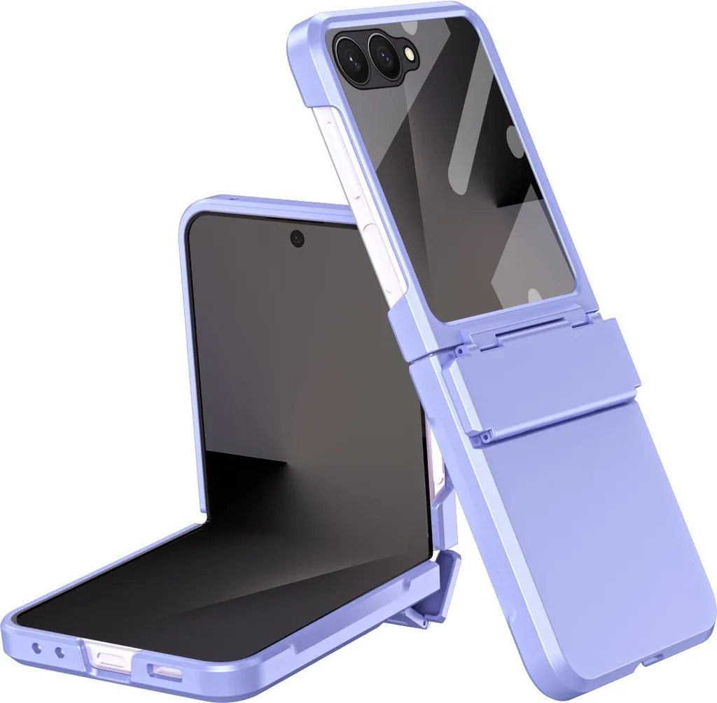 Custodia per Samsung Galaxy Z Flip 7 Cover rigida antiurto con protezione della cerniera e piccola pellicola protettiva sullo schermo Purple
