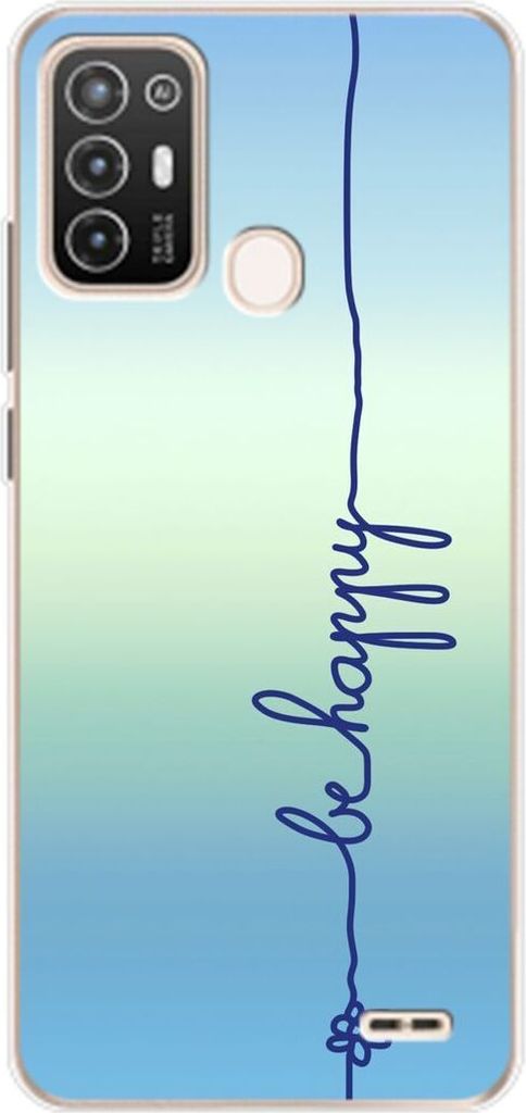 König Design Hülle kompatibel mit ZTE Blade A52 Kunststoff Soft Handyhülle - Handy Case Be Happy Blau