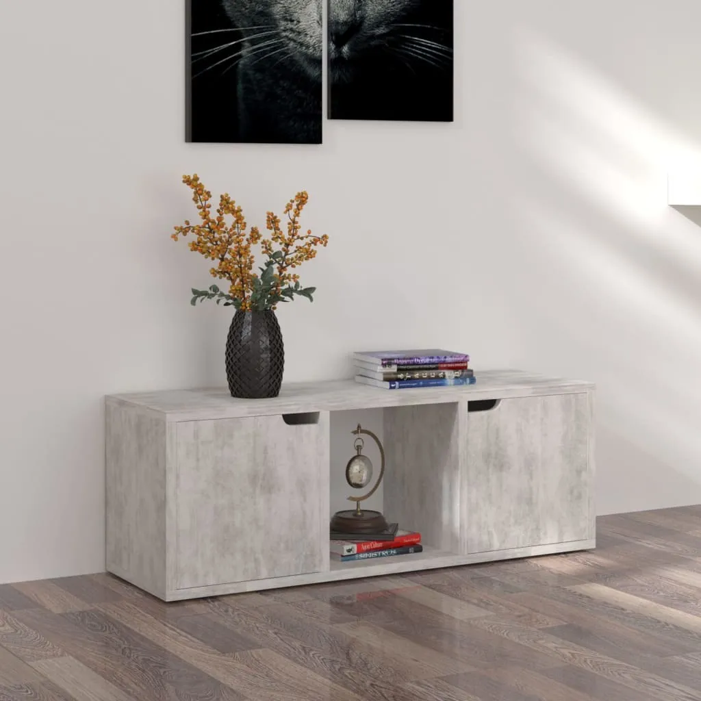 Meuble TV en Bois Composite Gris, Support Multimédia Robuste et Compact - 2