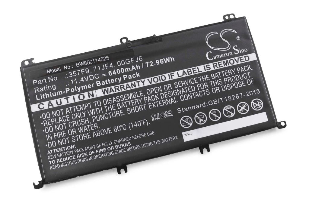 vhbw Akku Ersatz für Dell P65F, P65F001 für Notebook (6400mAh, 11,4V, Li-Polymer)