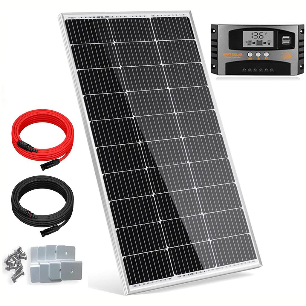 200W Solarpanel Kit Solar Set 12V Solarmodule Solaranlage mit Montage Winkel Halterung für Batterien Häuser Balkon Flachdach Camping Camper