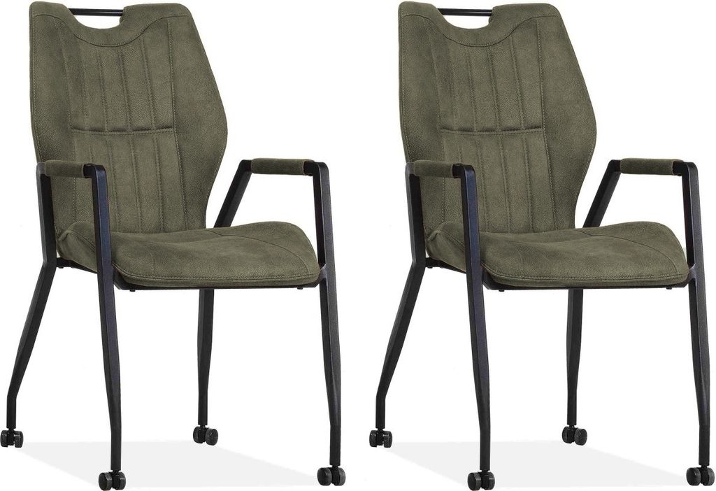 Stuhl Olympic mit Rollen – Moosgrün – 2er-Set Produktbild 1