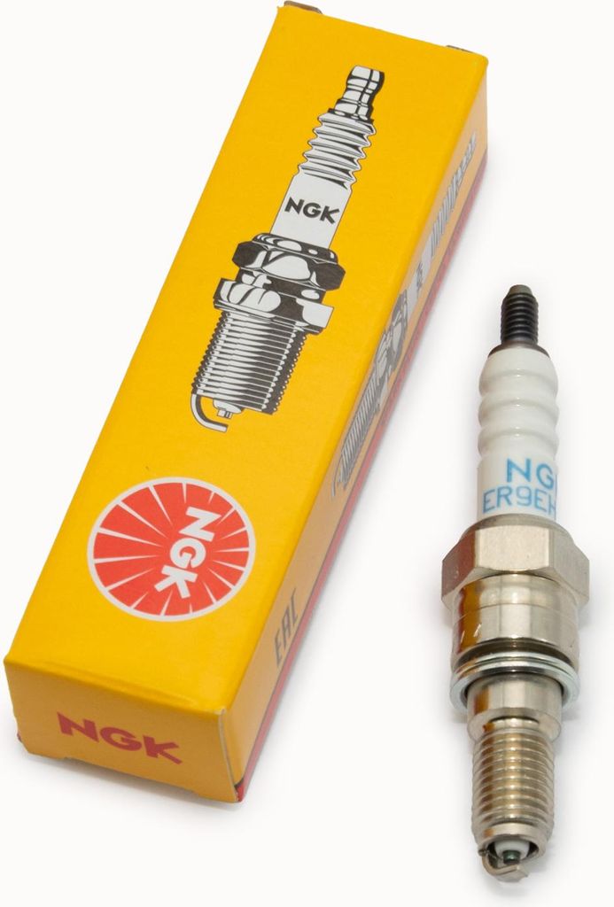 Zündkerzen Set NGK 2x ER9EH-6N Zündkerze entstört, 19,0mm Langgewinde Ø 8,0mm Hex 13,0mm, Elektrodenabstand 0,60mm, Wärmewert 9, 1673