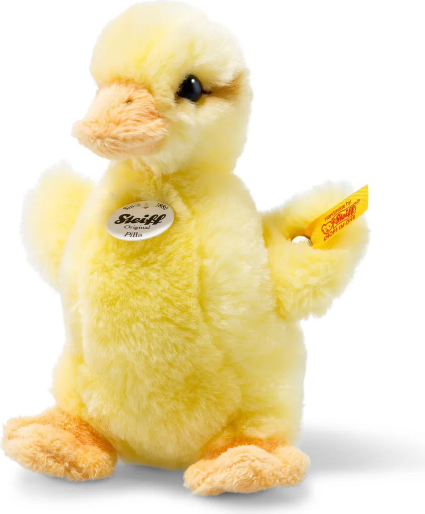 Peluches Steiff 073335 Pilla : Caneton jaune en duvet synthétique soyeux