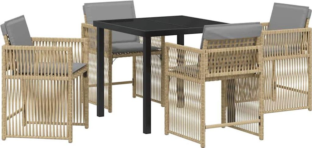 Garten Essgruppe 5 pcs Beige Poly-Rattan