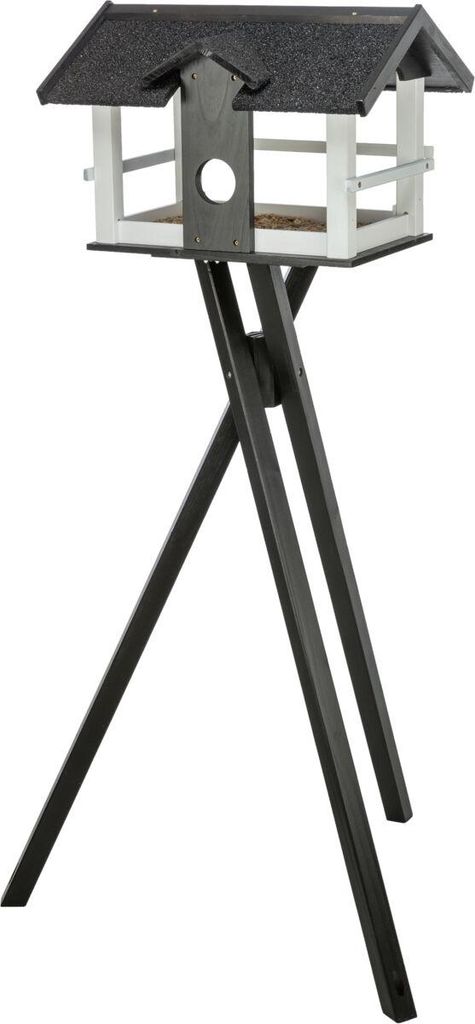 TRIXIE Futterhaus - schwarz/weiß - 48 × 33 × 37 cm/1,33 m