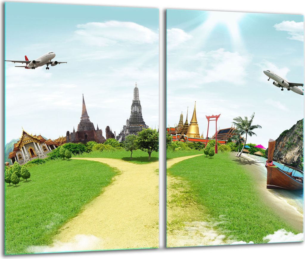 Herdabdeckplatten 2 teilig 30x52 Glaskeramikkochfeld Abdeckung Glas Stadt