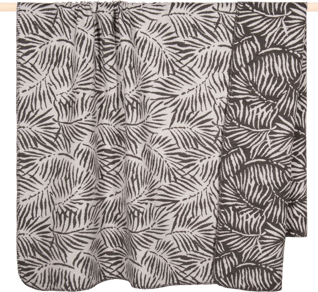 Pad Wohndecke Leaf anthracite 150 x 200 Baumwollmischung leichte Sommerdecke