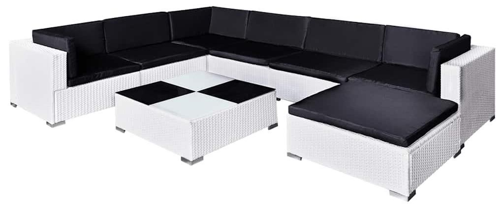 vidaXL 8-tlg. Garten-Lounge-Set mit Auflagen Poly Rattan Produktbild 