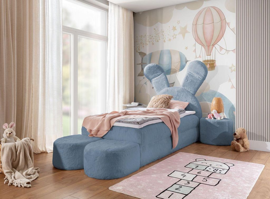 Designer-Kinderbett 100x200 INELA – blau + GRATIS Matratzenauflage