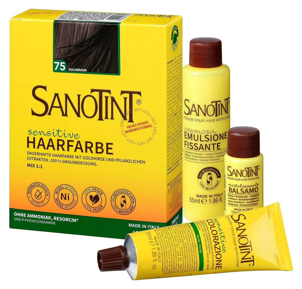 Sanotint Haarfarbe permanente Haarcoloration schonende Formel