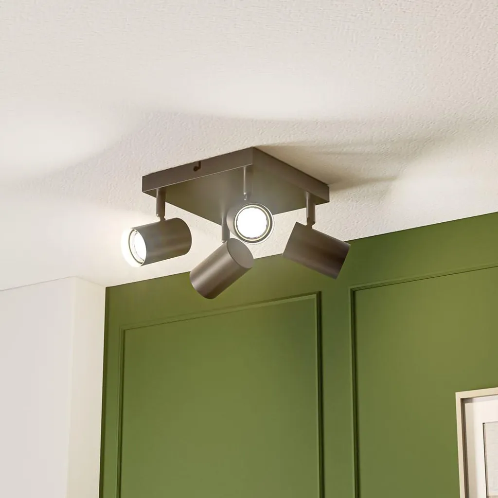 HOFTRONIC Plafonnier LED Noir 4 Spots GU10 Carré Orientable 35W - 6