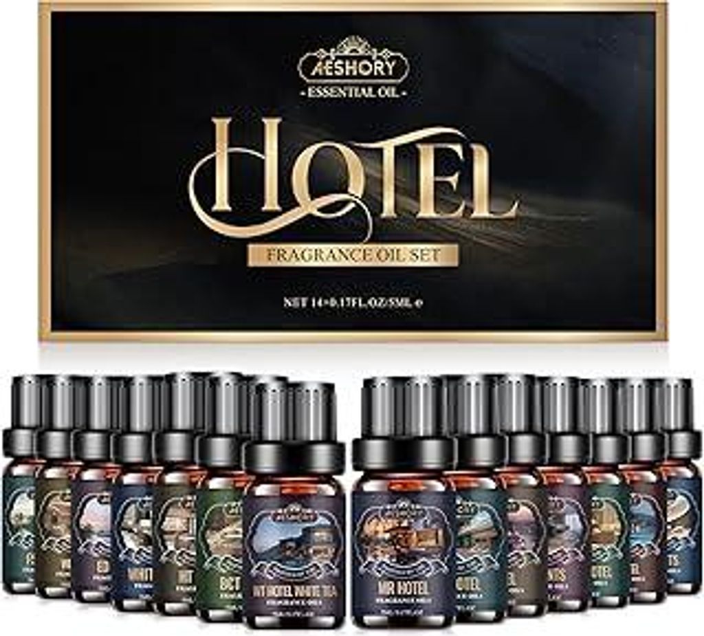 AESHORY 14 x 5ml Hotel Ätherische Öle Set, Aroma Diffuser Öl Duftöl Essential Oils für Luftbefeuchter, Frische Luft, Kerzenherstellung