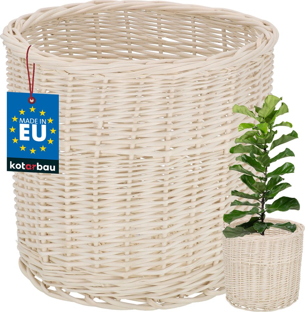 KOTARBAU Weidenkorb zum Bepflanzen Weiß Höhe 26 cm 28 cm Übertopf Korb aus Weide Pflanzkorb geflochten Pflanzkörbe Outdoor Korbübertöpf...